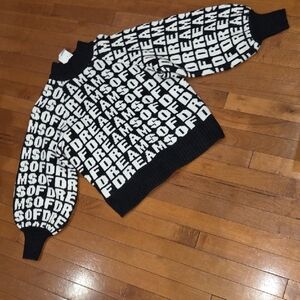 H&M Black and White Textured Crewneck Sweater
